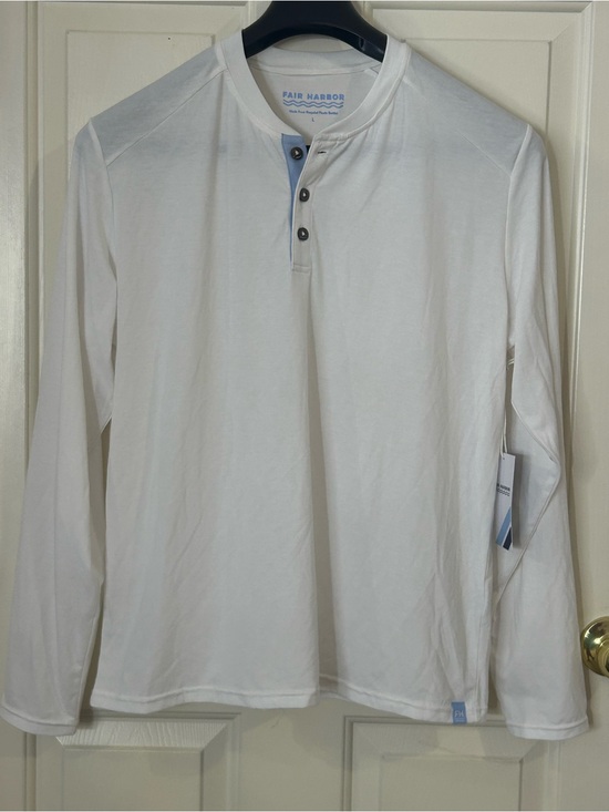 Fair Harbor Other - Fair Harbor Henley Shirt L White Long Sleeve Performance Recycled Polyester NWT